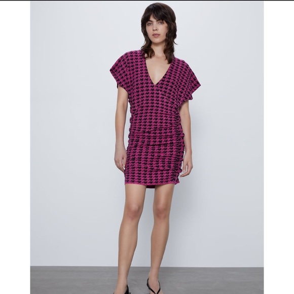 Zara Dresses Zara Houndstooth Mini Dress Poshmark